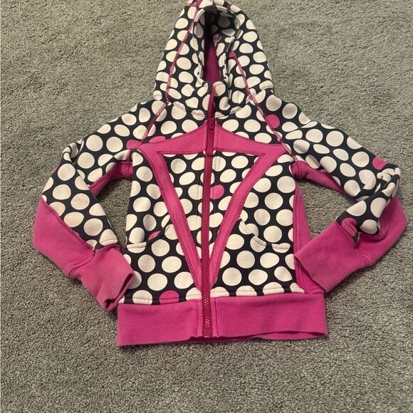 Ivivva Polka Dot and Pink Zip Up Hoodie Jacket Sz 6 - Picture 1 of 5